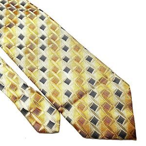 Pronto Uomo‎ Silk Tie Yellow Woven Geometric